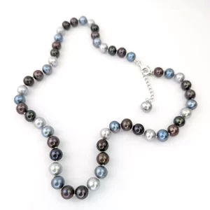 Alternative view of Mixed-Colour Semi-Round Pearl Necklace 8mm