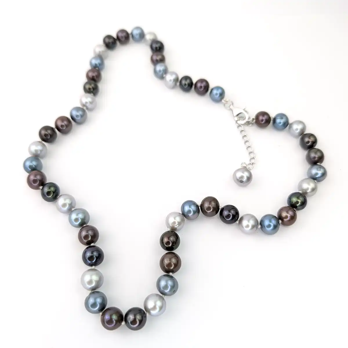 Mixed-Colour Semi-Round Pearl Necklace 8mm - Image 2