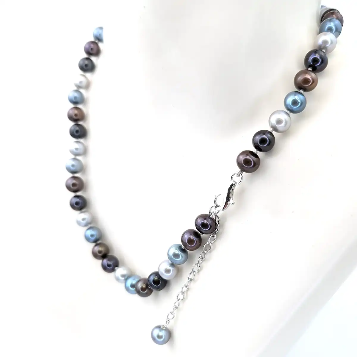 Mixed-Colour Semi-Round Pearl Necklace 8mm - Image 3