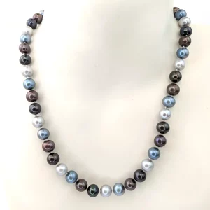 Mixed-Colour Semi-Round Pearl Necklace 8mm