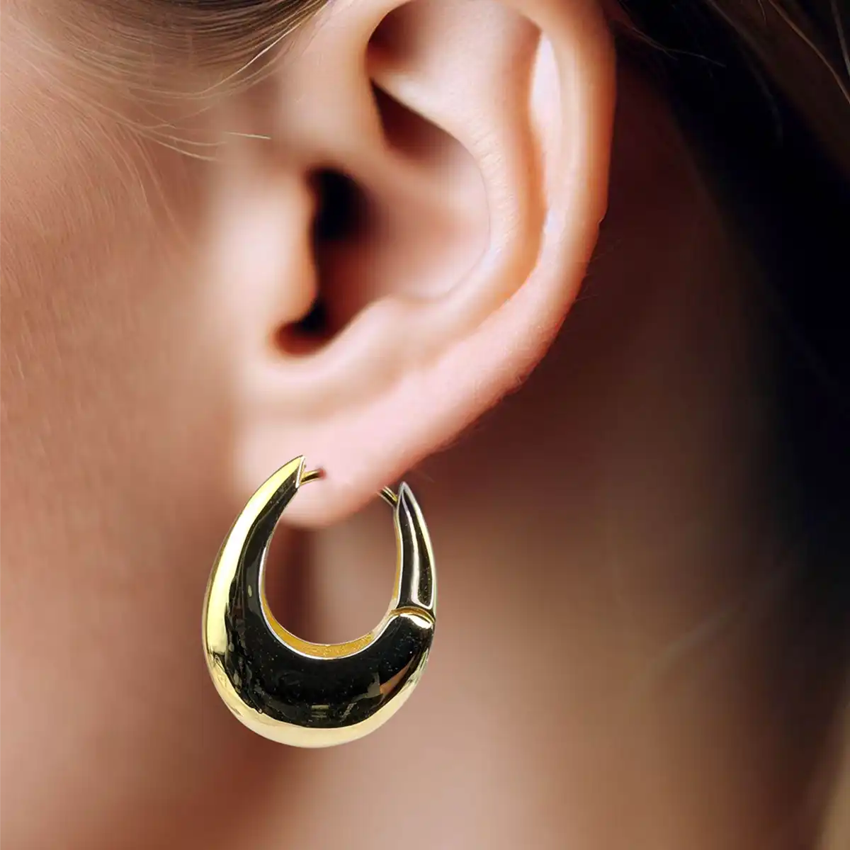 Sterling Silver 'Fat Loop' Gold Earrings