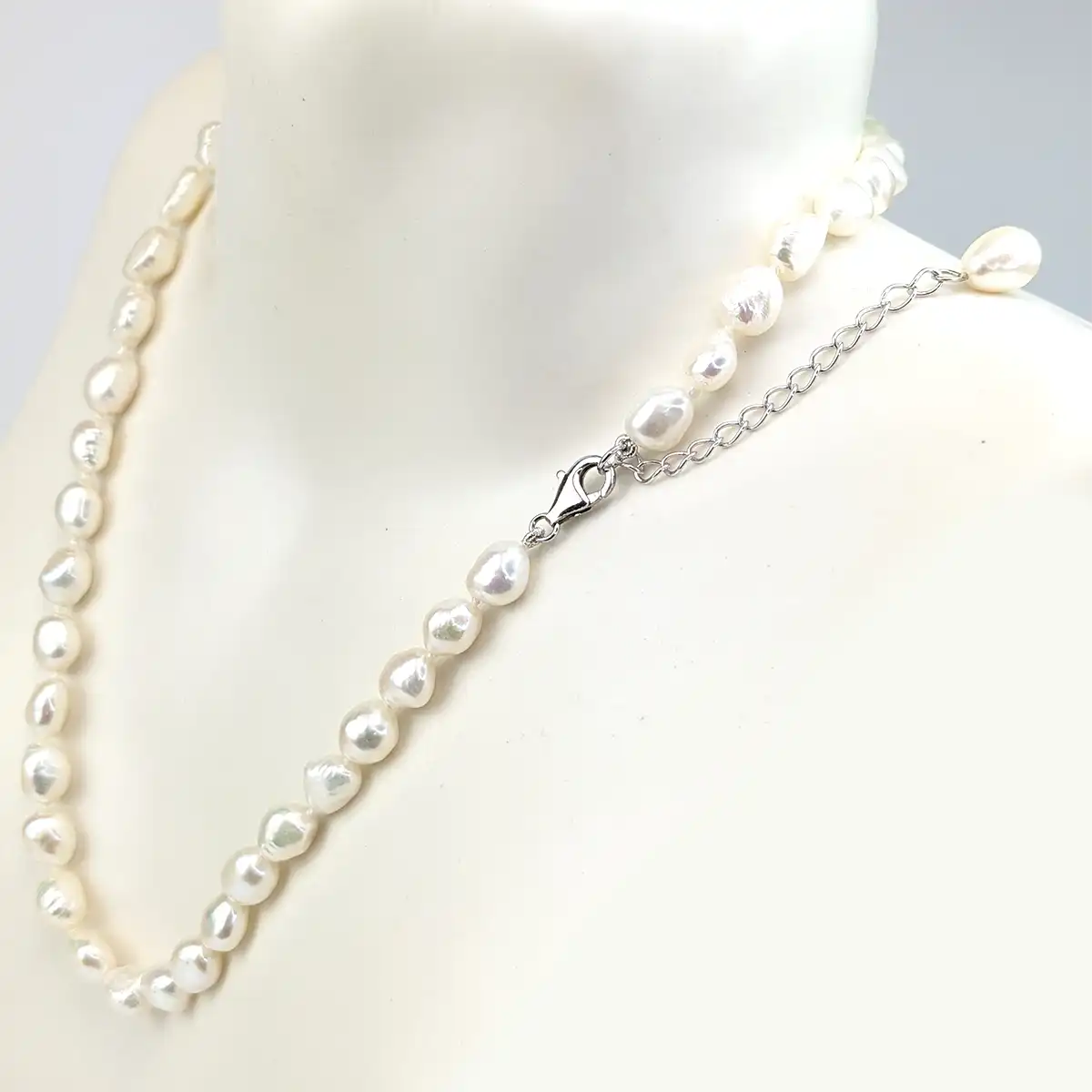 Baroque Nugget Pearl Necklace on Silver Clasp - Image 6
