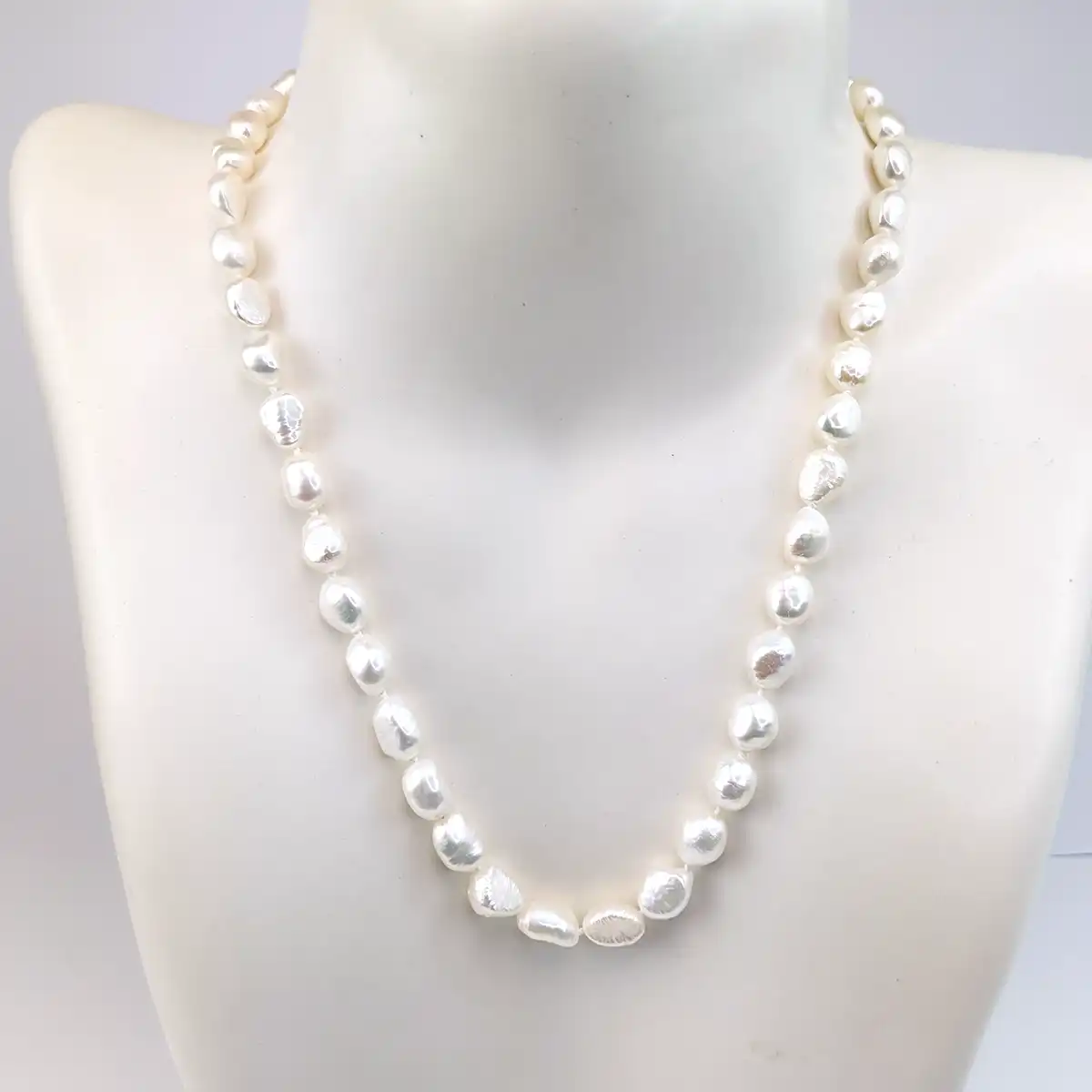 Baroque Nugget Pearl Necklace on Silver Clasp - Image 4