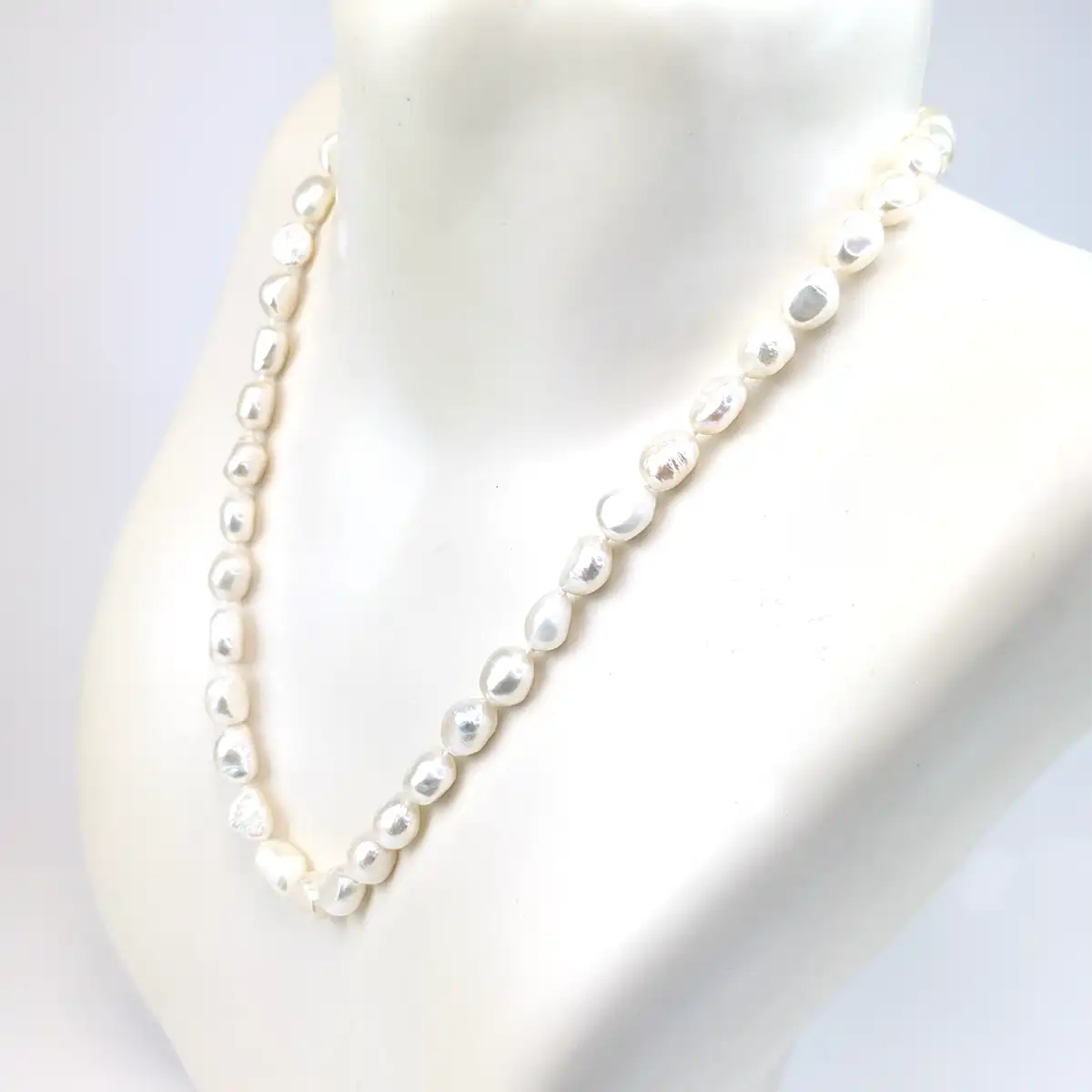 Baroque Nugget Pearl Necklace on Silver Clasp