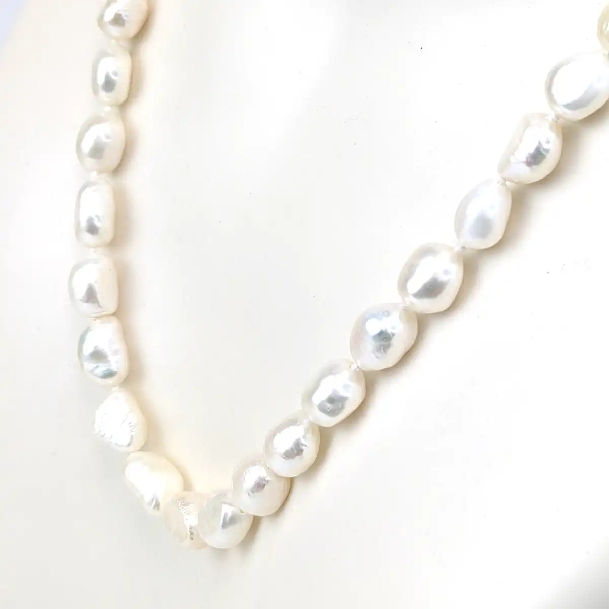 Baroque Nugget Pearl Necklace on Silver Clasp - Image 2