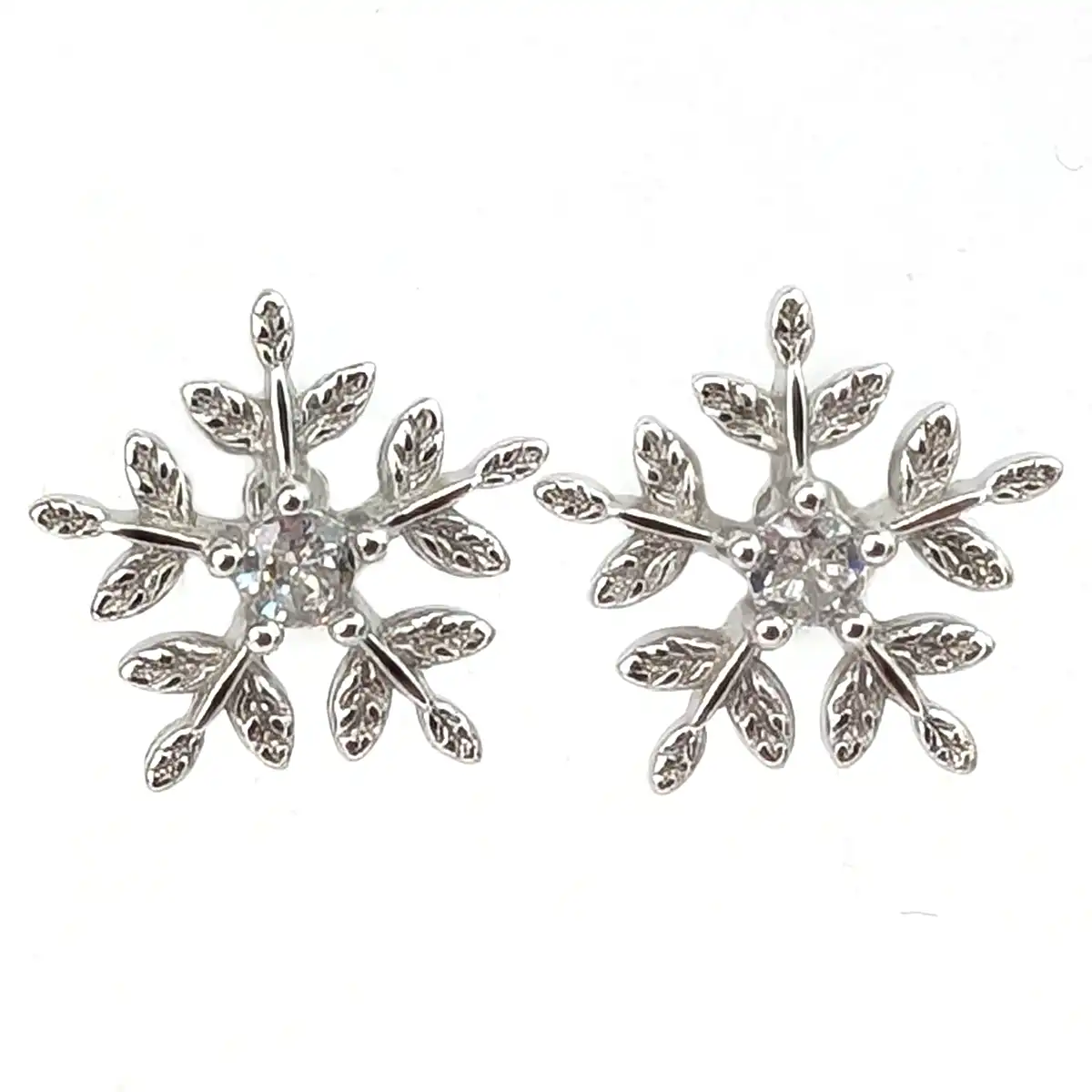 Snowflake silver studs