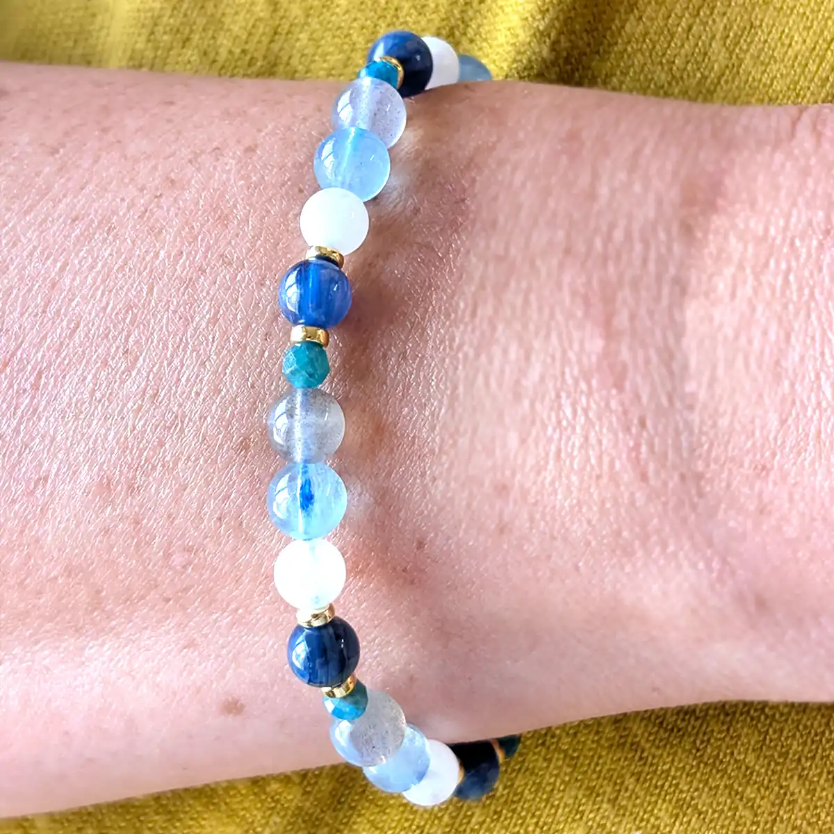 Gemstone and Silver Stretchy Bracelet - Image 2