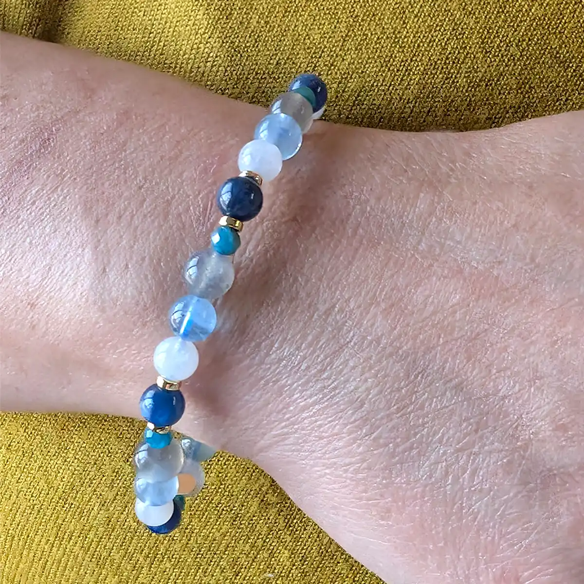 Gemstone and Silver Stretchy Bracelet - Image 6