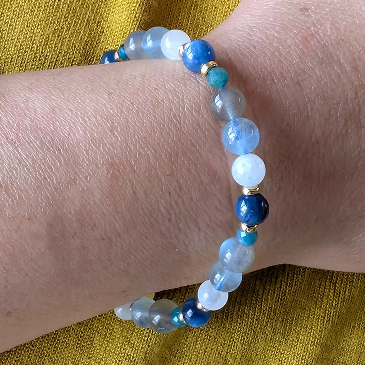 Gemstone and Silver Stretchy Bracelet - Image 5