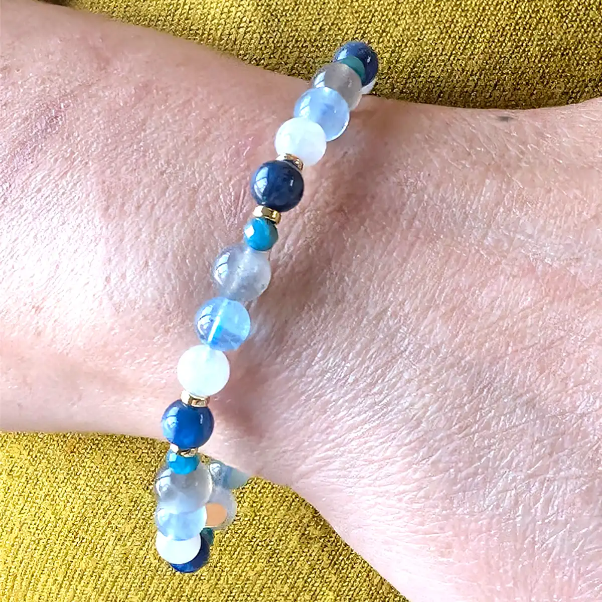 Gemstone and Silver Stretchy Bracelet - Image 4