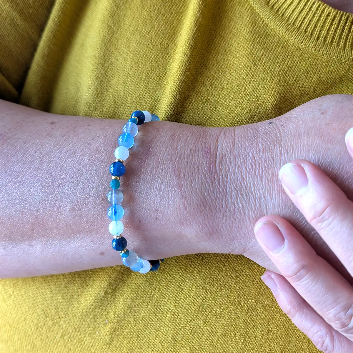 Gemstone and Silver Stretchy Bracelet - Image 3