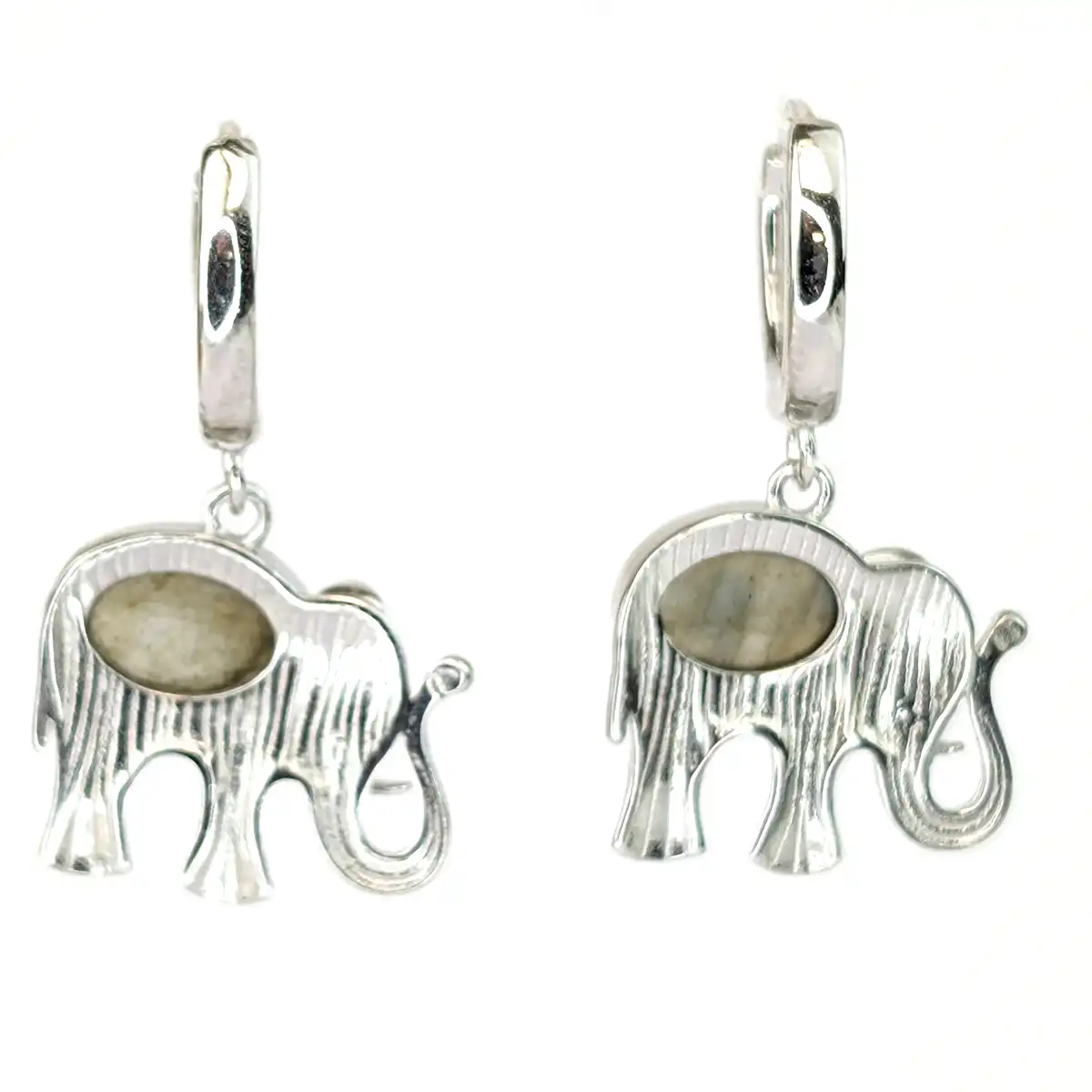 Silver and Gemstone Elephant Earrings - Image 9