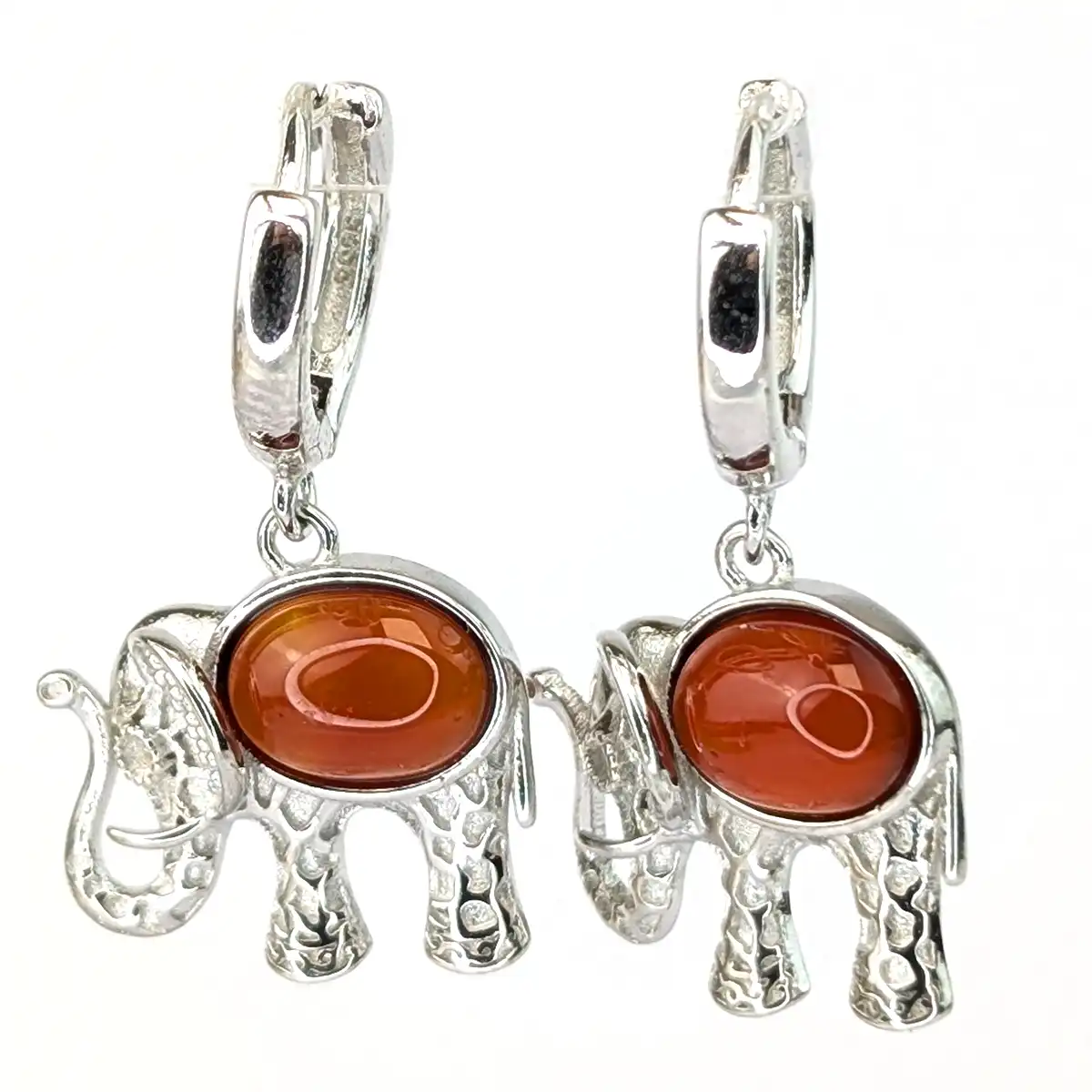 Silver and Gemstone Elephant Earrings