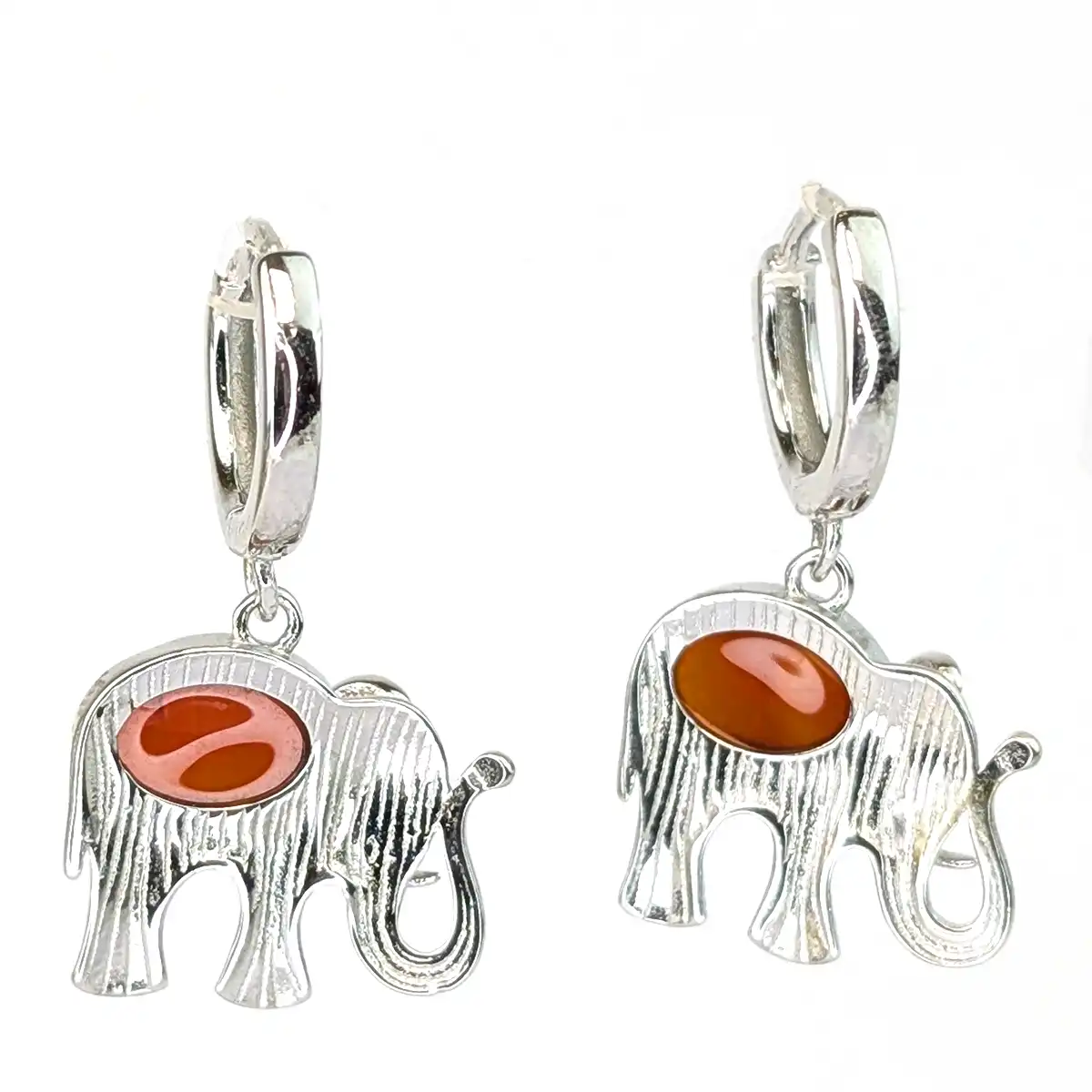 Silver and Gemstone Elephant Earrings - Image 6