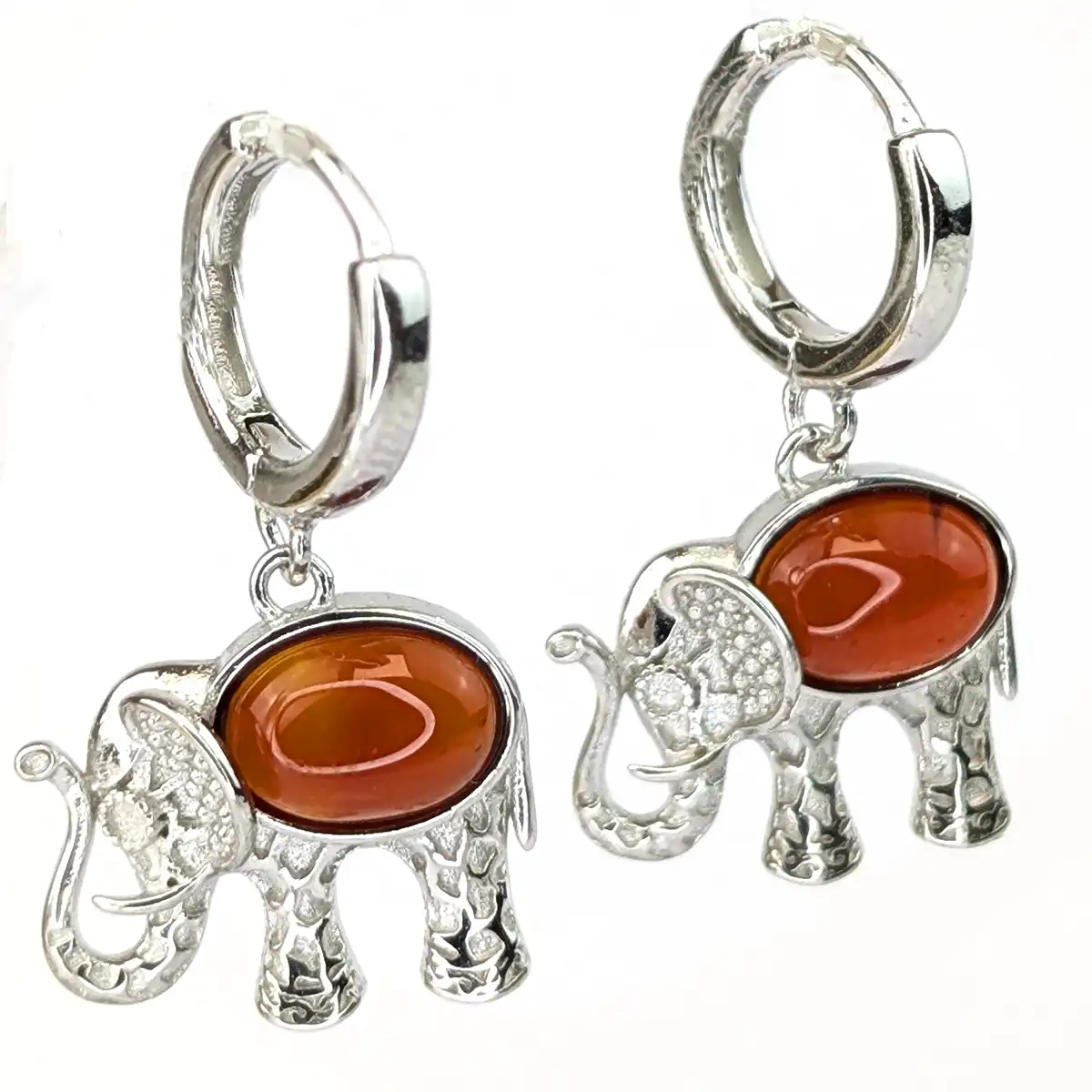 Silver and Gemstone Elephant Earrings - Image 5