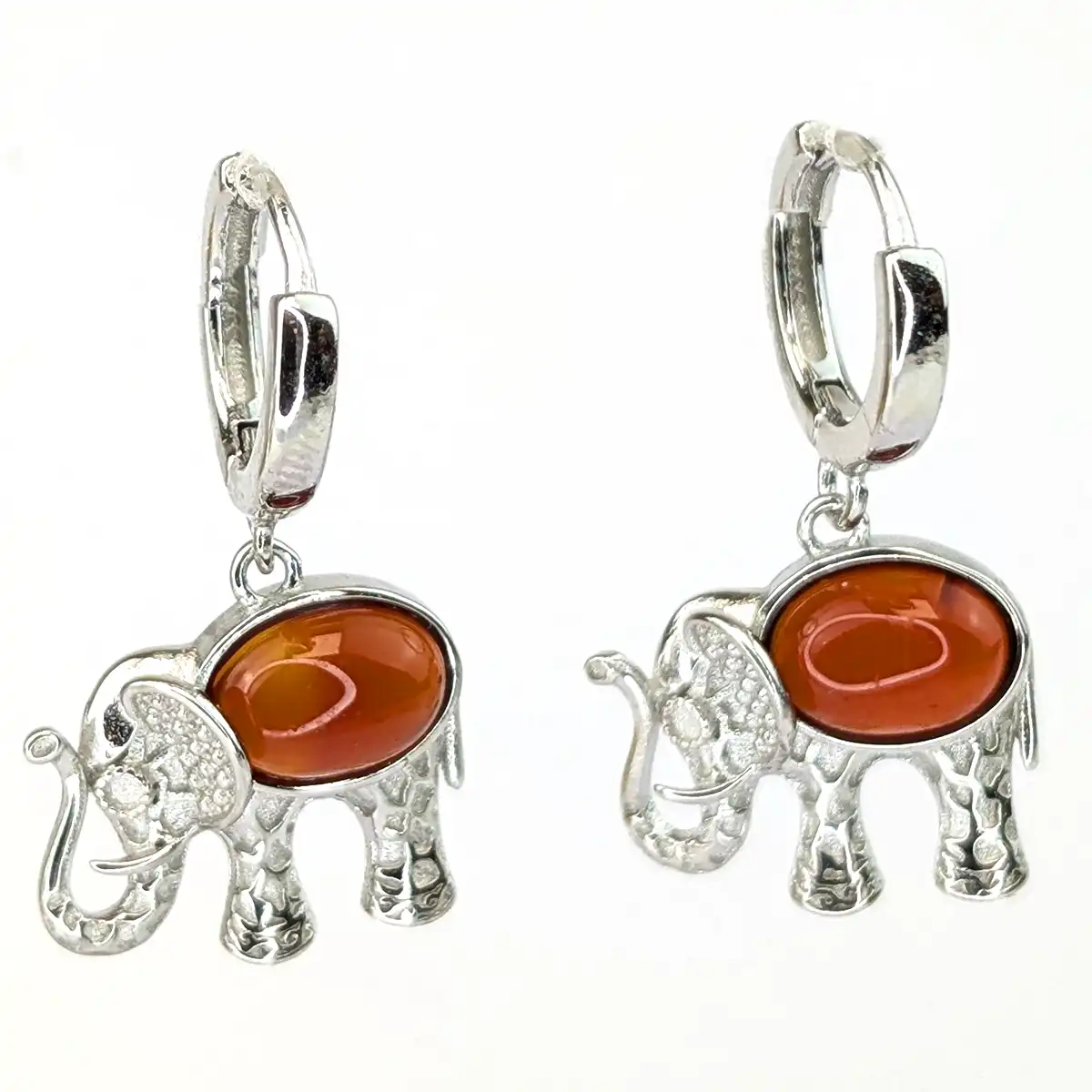 Silver and Gemstone Elephant Earrings - Image 4