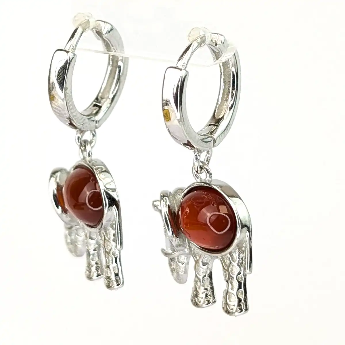 Silver and Gemstone Elephant Earrings - Image 3