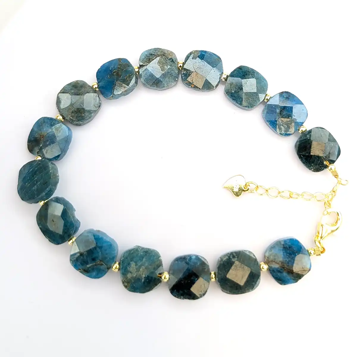 Faceted Apatite and Silver Bracelet