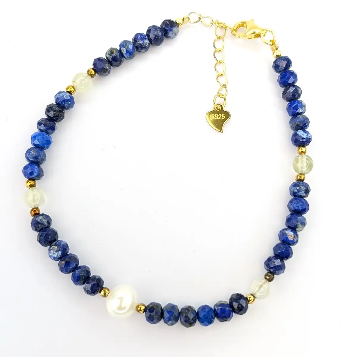 Lapis, Pearl and Silver Bracelet