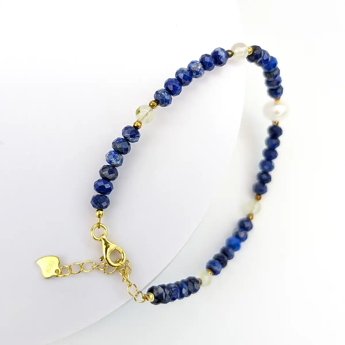 Lapis, Pearl and Silver Bracelet - Image 4