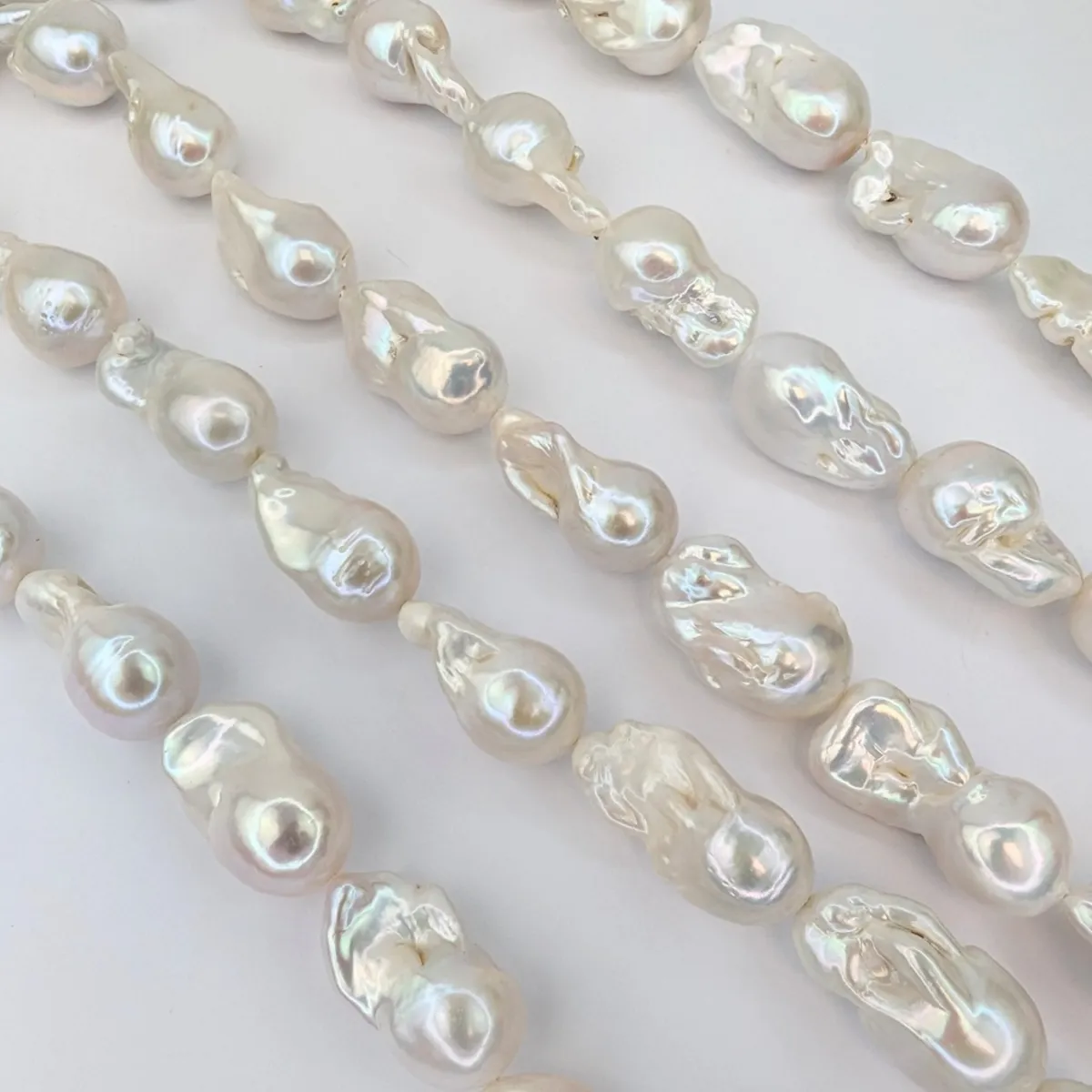 Baroque Fireball Pearls, 13 x 25mm, White - Image 2