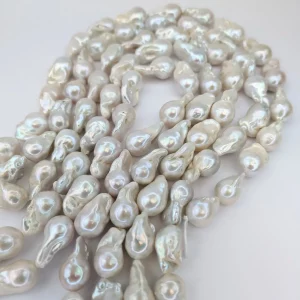 Baroque Fireball Pearls, 13 x 25mm, White - Image 3