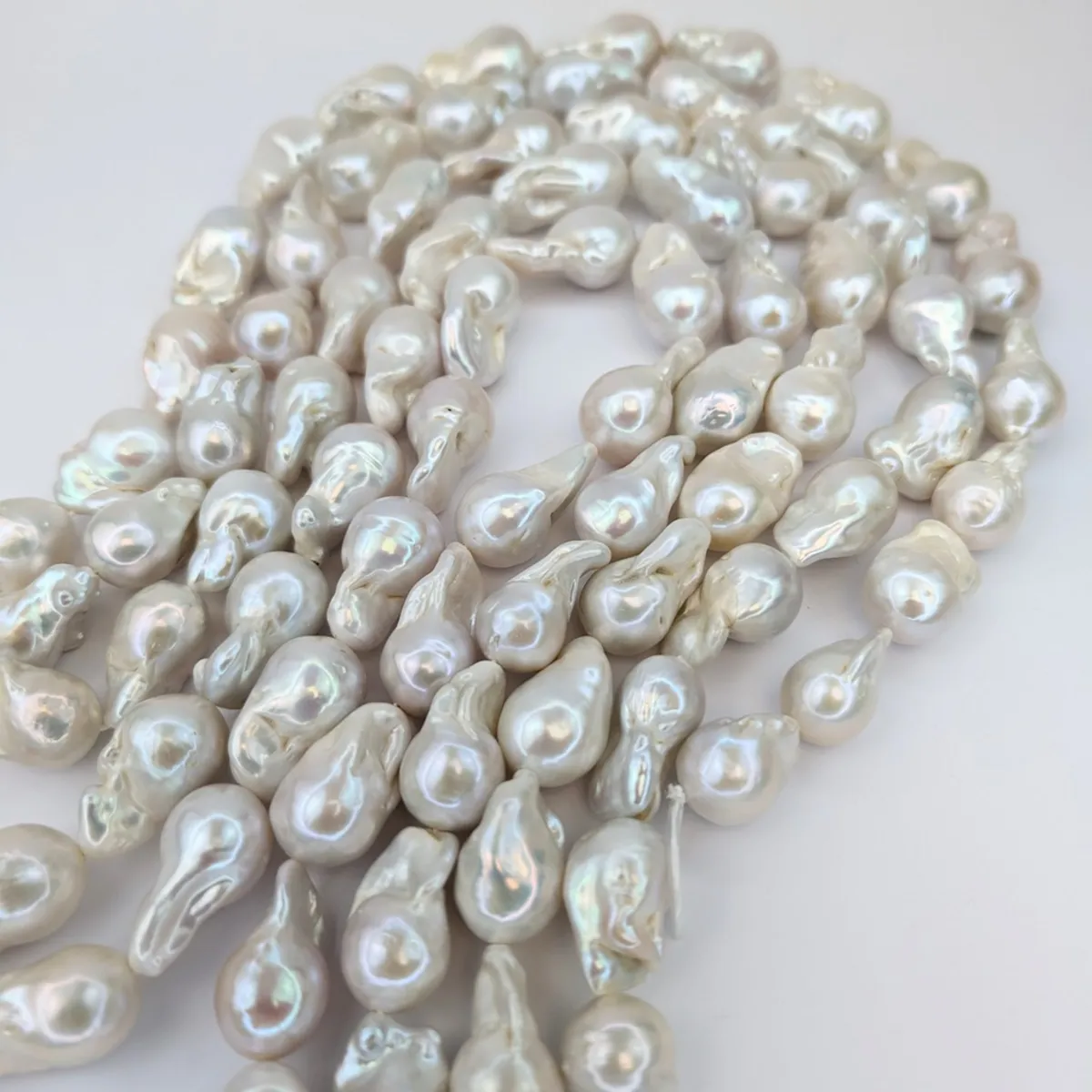 Baroque Fireball Pearls, 13 x 25mm, White - Image 3