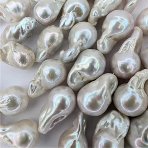 Baroque Fireball Pearls, 13 x 25mm, White