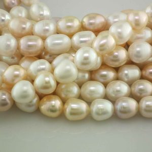 9mm Freshwater Rice Pearl loose string, Multi-coloured
