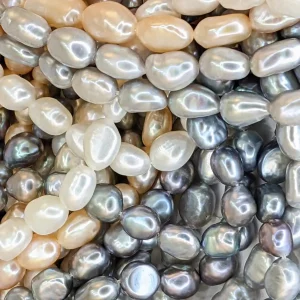 Freshwater Baroque Pearl String, 8 x 10 mm, 4 Colours