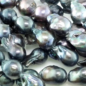 Large Peacock Black Baroque Freshwater Pearl - loose string