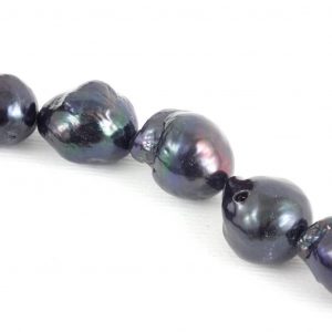 Alternative view of Black Baroque Oval Freshwater Pearl, loose string, 13mm