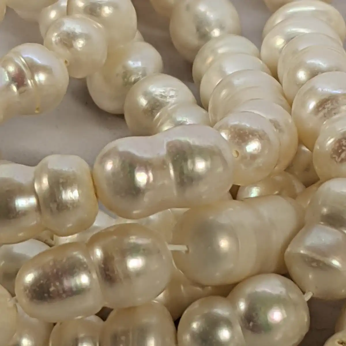 Large Freshwater Peanut Shaped Pearls - Loose String - Image 2