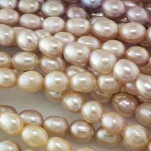 8mm Freshwater Rice Pearl loose string Lilac / Peach