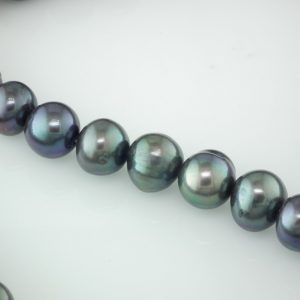9mm Freshwater Semi-round Pearl string, Peacock Black - Image 2