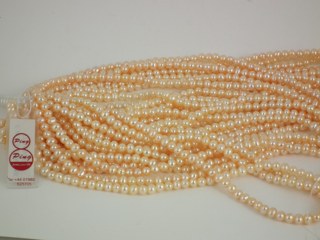 4.5-5mm Freshwater Semi-round Pearl loose string Peach - Image 2