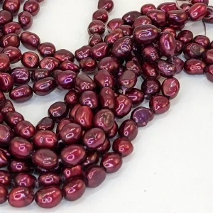 8mm Freshwater baroque pearl, loose string, Burgundy Red - Image 3