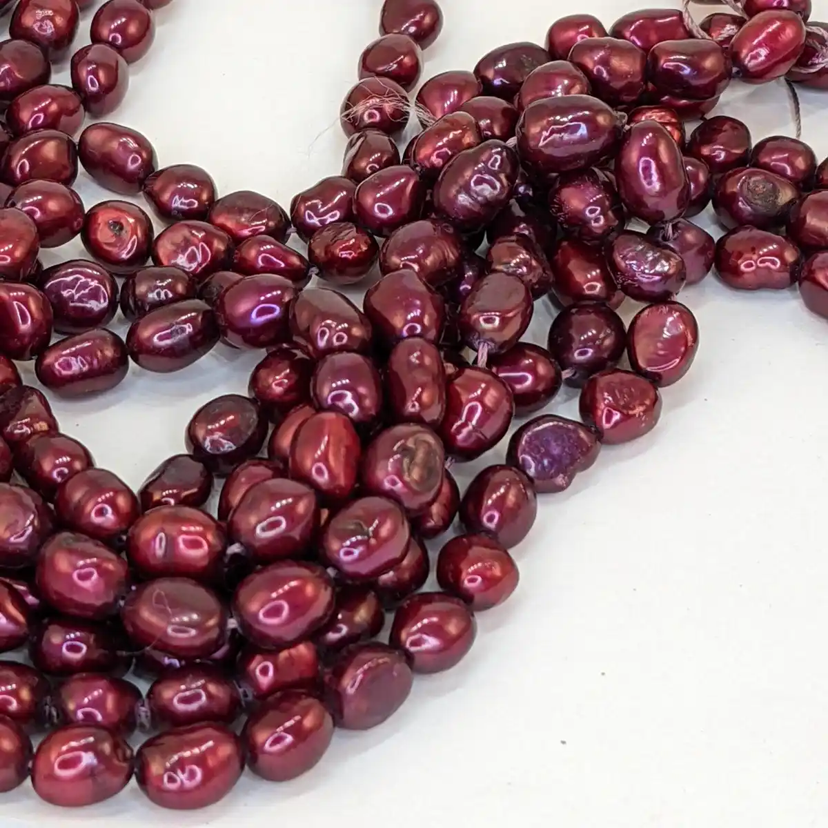 8mm Freshwater baroque pearl, loose string, Burgundy Red - Image 3