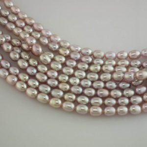 4-5mm Freshwater Rice Loose Pearl String, Lilac or Peach - Image 4