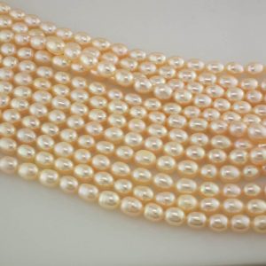 Alternative view of 4-5mm Freshwater Rice Loose Pearl String, Lilac or Peach
