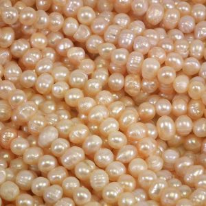 Alternative view of 5-6mm Freshwater Potato Pearls, Loose String, White or Peach