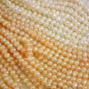 5-6mm Freshwater Potato Pearls, Loose String, White or Peach - Image 5