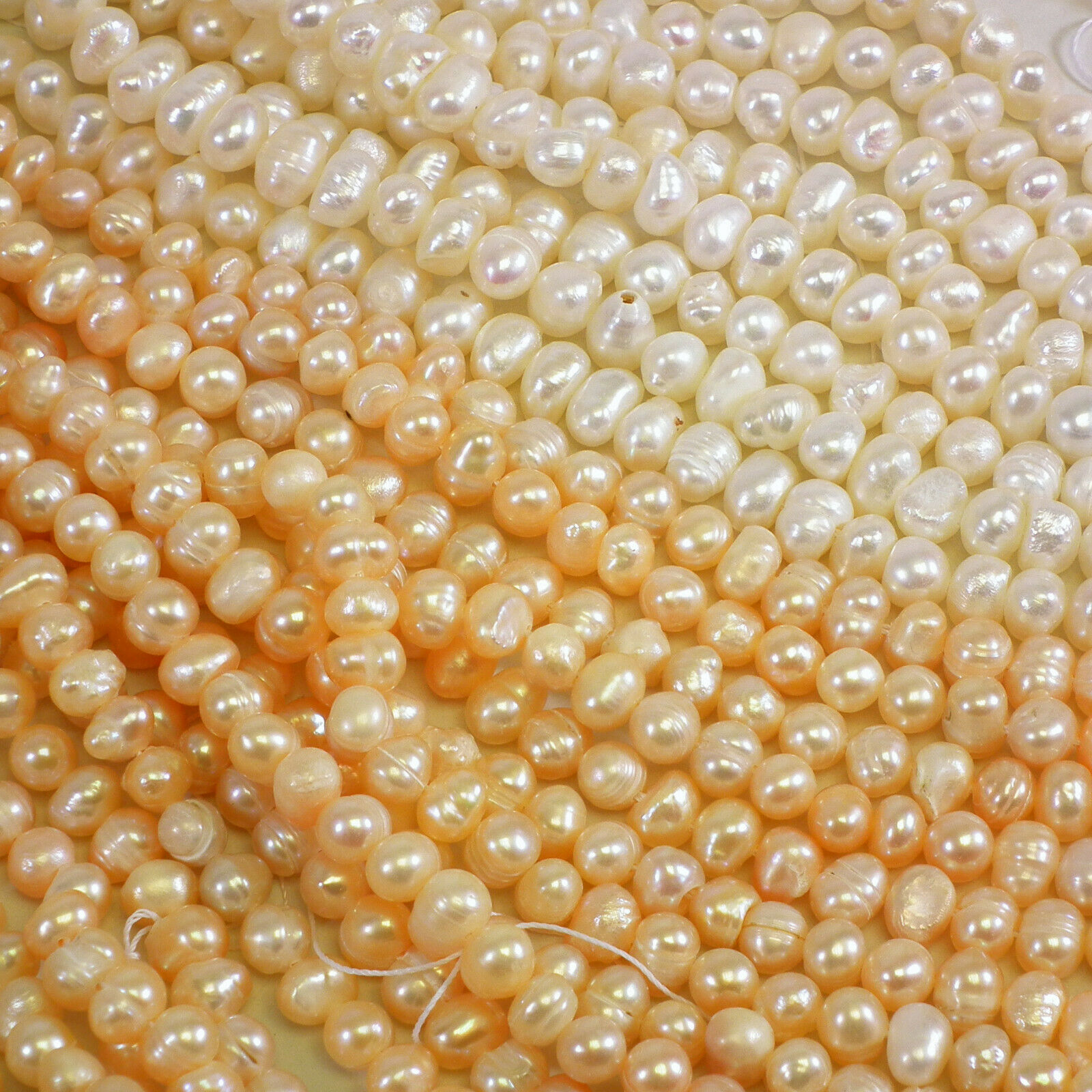 5-6mm Freshwater Potato Pearls, Loose String, White or Peach - Image 5