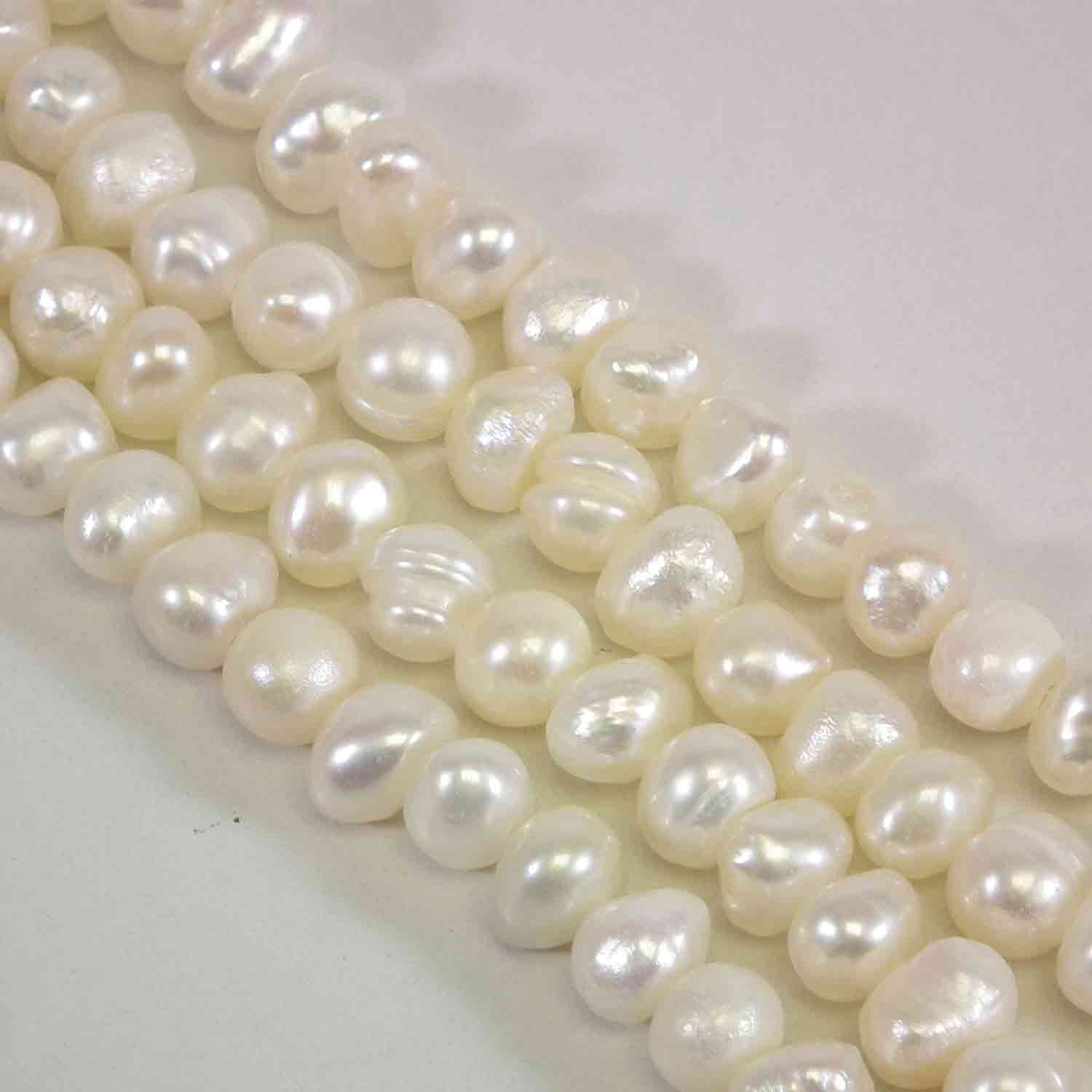 5-6mm Freshwater Potato Pearls, Loose String, White or Peach - Image 3