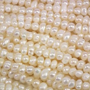 5-6mm Freshwater Potato Pearls, Loose String, White or Peach - Image 4