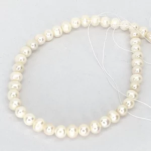 7mm Near-round Pearl Loose String, White - Image 2