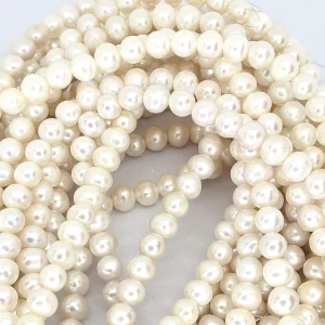 7mm Near-round Pearl Loose String, White - Image 4