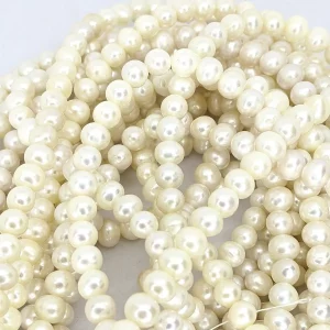 7mm Near-round Pearl Loose String, White - Image 6