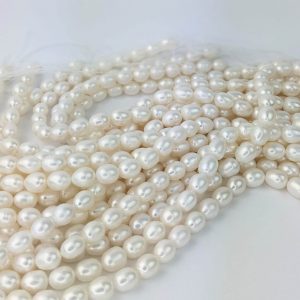 White Rice Pearl String - Freshwater 9mm AAA - Image 6