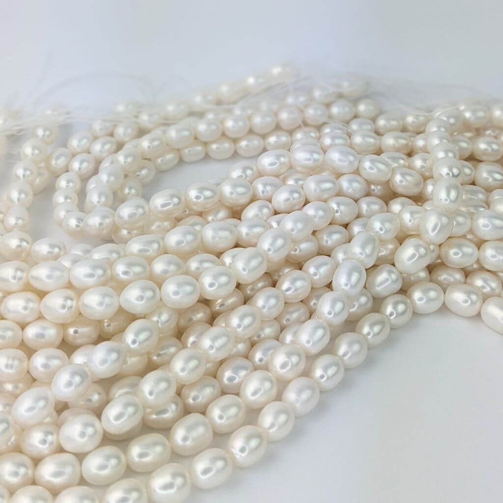 White Rice Pearl String - Freshwater 9mm AAA - Image 6